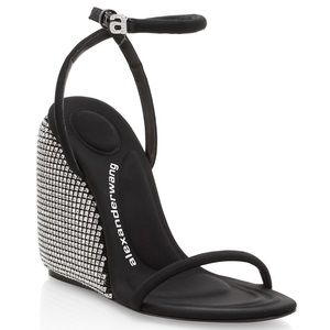 Alexander Wang Dahlia Crystal Ankle-Strap Wedge Sandals
